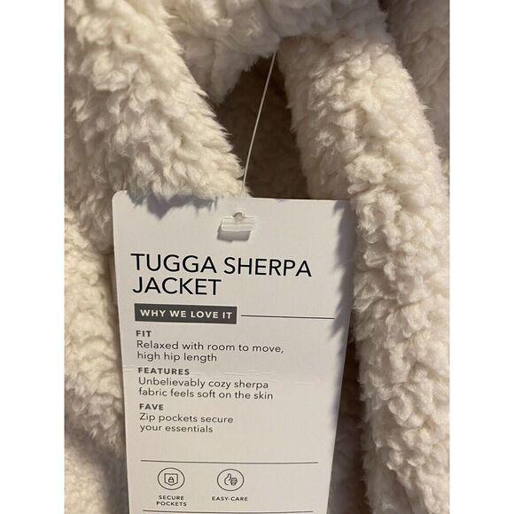 Athleta Tugga Sherpa Jacket Women's XL Beige Cropped Full Zip Fleece 486693 - Picture 3 of 6